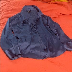 Torrid Silky Blue Button-Up Blouse
